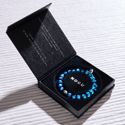 Bracelet en verre solaire Blue Astra | Argent sterling 925